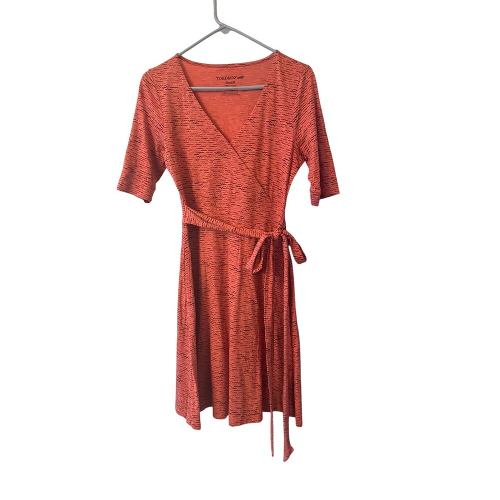 Toad & Co Womens Small Organic Cotton Tencel Blend Orange Wrap Dress